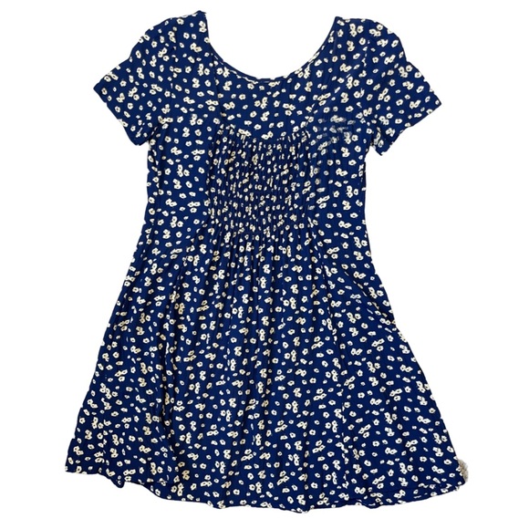 Laundry by Shelli Segal Navy Blue Floral Mini Dress Fit & Flare Short Sleeve 6 - Picture 3 of 13